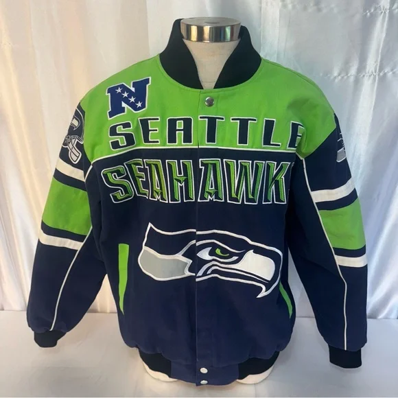 NWOT Seattle Seahawks G-111 Embroidered Logo Bomber Varsity Jacket - Picture 1 of 16